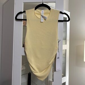 ALO Yoga Ribbed En Pointe Tank Lemon Ice size Small